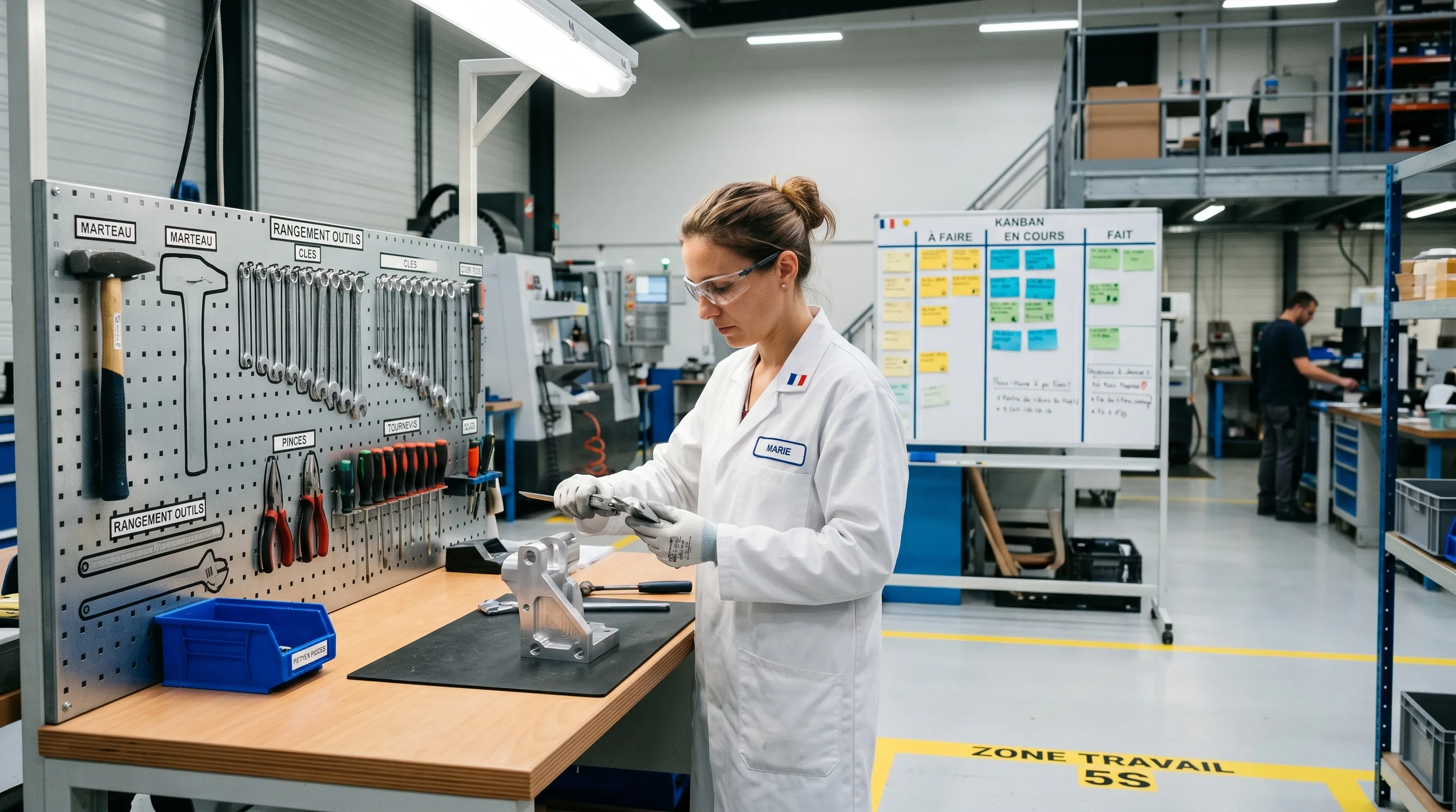 Atelier de mécanique industrielle, poste de travail optimisé