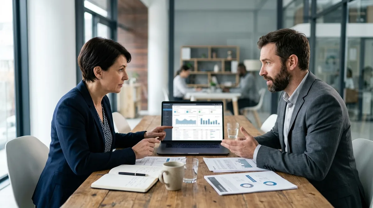 Interface d'un ERP sur écran d'ordinateur de bureau