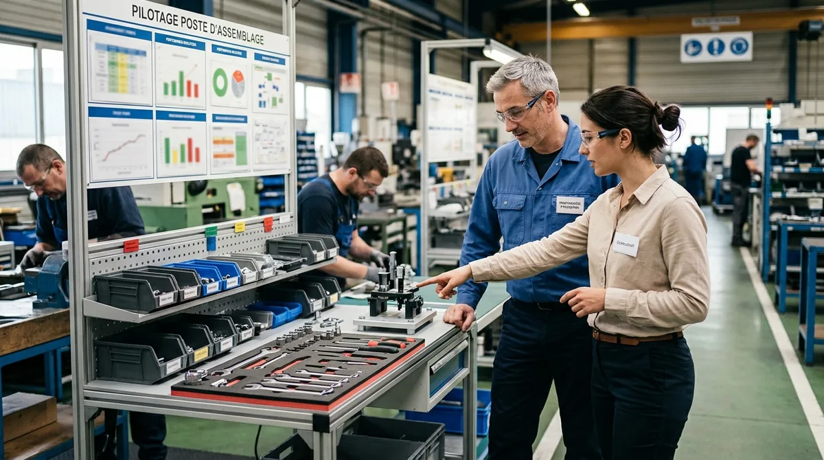Atelier de mécanique industrielle, poste de travail optimisé